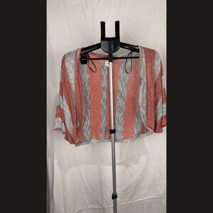 Rebin K Women's Red & Grey Ribbed Shrug Size M – Cozy & Stylish Layering Piece